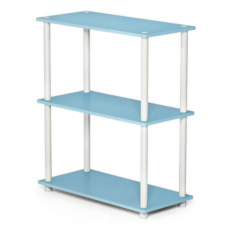 Furinno Furinno 10024LBL-WH Turn-N-Tube 3-Tier Compact Multipurpose Shelf Display Rack - Light Blue & White 10024LBL/WH
